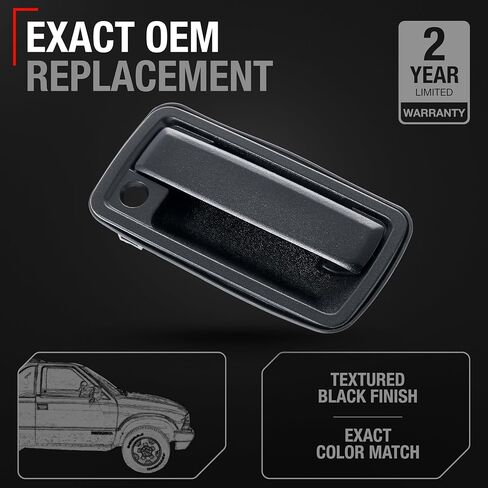 T1A Exterior Front Passenger Door Handle - Compatible with 1998-2004 Chevrolet Blazer, S10; GMC Jimmy, Sonoma, Envoy; Isuzu Hombre; Oldsmobile Bravada - Textured Black - OEM 15058576 in Saudi Arabia