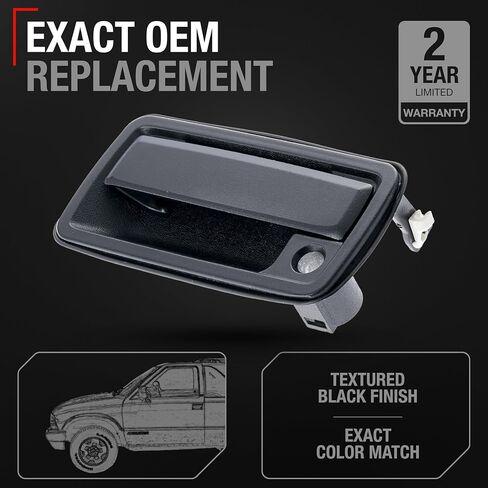 T1A Exterior Front Passenger Door Handle - Compatible with 1998-2004 Chevrolet Blazer, S10; GMC Jimmy, Sonoma, Envoy; Isuzu Hombre; Oldsmobile Bravada - Textured Black - OEM 15058576 in Saudi Arabia
