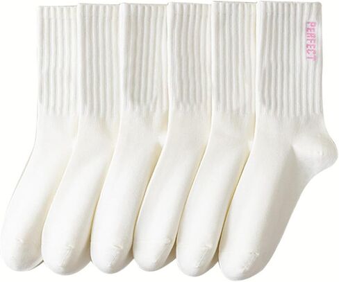 Women White Crew Athletic Socks Cute Fun Smiling Face Socks Soft Cotton Socks 6/5 Pairs in Kuwait