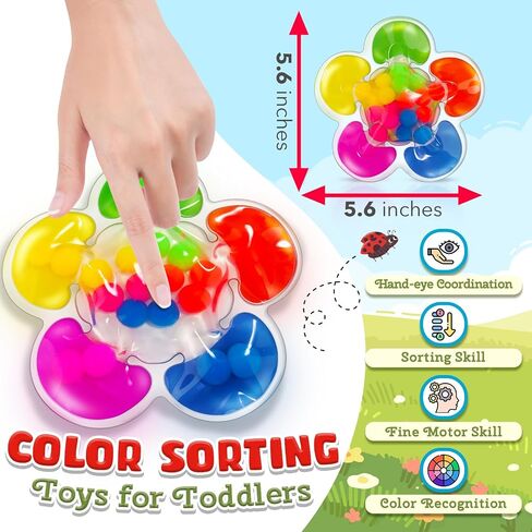 Sensory Toys Color Sorting Toys: Quiet Fidgets for Classroom Montessori Toys for Toddlers, Fine Motor Skill Games Preschool Learning Activities Calm Dwon Travel Toys for Boys Girls Gifts Ages 1-3 3-5 in Saudi Arabia