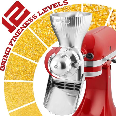 جميع ملحقات مطحنة الحبوب المعدنية لخلاط حامل KitchenAid مع 12 مطحنة دقيق من مستوى الطحن، ومرفق مطحنة الحبوب مناسب لطحن القمح والذرة والشوفان والحنطة السوداء والدخن والحبوب الأخرى in Kuwait