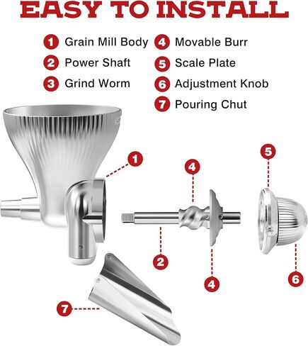 جميع ملحقات مطحنة الحبوب المعدنية لخلاط حامل KitchenAid مع 12 مطحنة دقيق من مستوى الطحن، ومرفق مطحنة الحبوب مناسب لطحن القمح والذرة والشوفان والحنطة السوداء والدخن والحبوب الأخرى in Kuwait