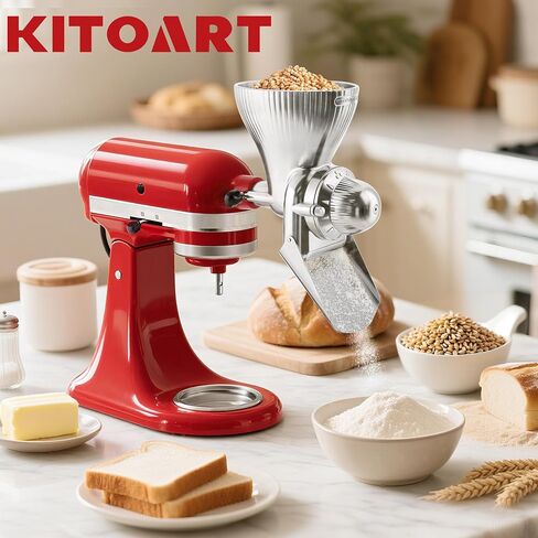 جميع ملحقات مطحنة الحبوب المعدنية لخلاط حامل KitchenAid مع 12 مطحنة دقيق من مستوى الطحن، ومرفق مطحنة الحبوب مناسب لطحن القمح والذرة والشوفان والحنطة السوداء والدخن والحبوب الأخرى in Kuwait