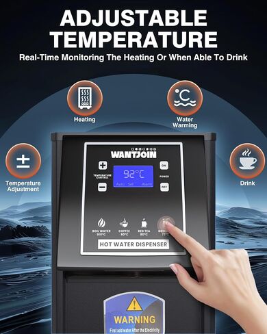 WantJoin Commercial Hot Water Dispenser Water Boiler Step-Heating Electric Countertop Water Dispenser Automatic Temperature Control 32°F-212°F, for Boba Tea Coffee Shop Office 1800W 20L(5.2GAL)/H in Saudi Arabia