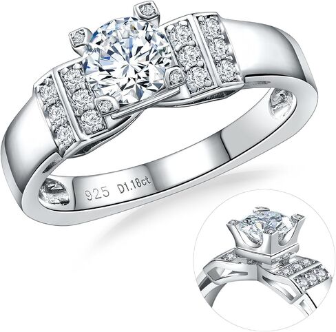 Moissanite Engagement Ring, Heart Solitaire Ring, Sterling Silver Radiant Cut Created Diamond Promise Ring in Heart/Pear/Princess/Round Shape, Size 6-10 in Kuwait