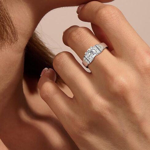 Moissanite Engagement Ring, Heart Solitaire Ring, Sterling Silver Radiant Cut Created Diamond Promise Ring in Heart/Pear/Princess/Round Shape, Size 6-10 in Kuwait