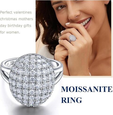 Moissanite Engagement Ring, Heart Solitaire Ring, Sterling Silver Radiant Cut Created Diamond Promise Ring in Heart/Pear/Princess/Round Shape, Size 6-10 in Kuwait