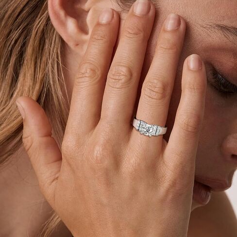 Moissanite Engagement Ring, Heart Solitaire Ring, Sterling Silver Radiant Cut Created Diamond Promise Ring in Heart/Pear/Princess/Round Shape, Size 6-10 in Kuwait