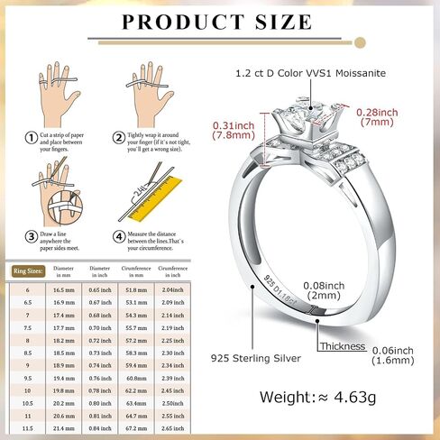 Moissanite Engagement Ring, Heart Solitaire Ring, Sterling Silver Radiant Cut Created Diamond Promise Ring in Heart/Pear/Princess/Round Shape, Size 6-10 in Kuwait