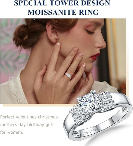 Moissanite Engagement Ring, Heart Solitaire Ring, Sterling Silver Radiant Cut Created Diamond Promise Ring in Heart/Pear/Princess/Round Shape, Size 6-10 in Kuwait