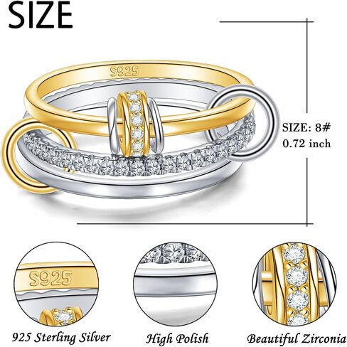 حلقات Flyow القابلة للتكديس للنساء S925 sterling الفضة البيان المتشابكة reples in Kuwait