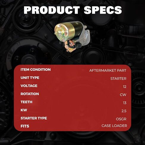 DB Electrical 410-52021 Starter Compatible With/Replacement For Case 350B 1979-1984, 450B 1978-1983, 584D 1975-1988, 585D 1975-1988, 586D 1975-1988, 480C Construction King 1979-1988 112267, 16658N in Saudi Arabia