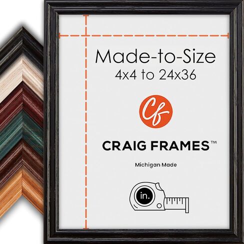 Craig Frames Custom Picture Frame, Odd Sizes Built to Order, 4x4 to 24x36, Wiltshire 200 Slim Wood Frame, (6) Colors, With Glass or Plexiglass & Backing, Tabletop or Wall Hanging in Saudi Arabia