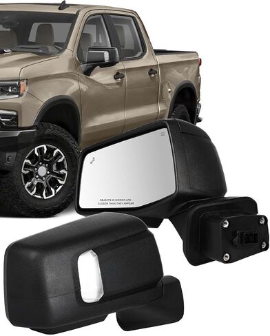 ECCPP Towing Mirrors Compatible With 1988-1998 For Chevrolet For C/K Pickup For Suburban With Left Right Side With Power Heated Turn Signal Light Clearance light Back up lamp Black Texture in Saudi Arabia