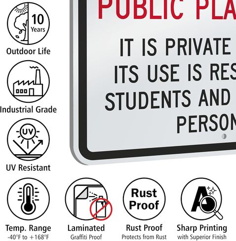 SmartSign 18 × 24 بوصة "هذا ليس ملعبًا عامًا ، وممتلكات خاصة ، مخصصة للطلاب" ، 80 ملليًا من الألومنيوم المصنوع من الصدأ ، الأحمر ، بالأبيض والأسود ، مصنوع في الولايات المتحدة الأمريكية in Saudi Arabia