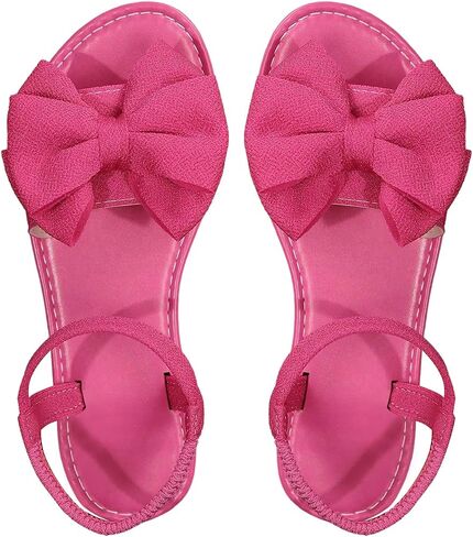 GORGLITTER Women's Bow Flat Sandals Open Toe Ankle Strap Summer Dressy Vacation Flats Sandal in Saudi Arabia