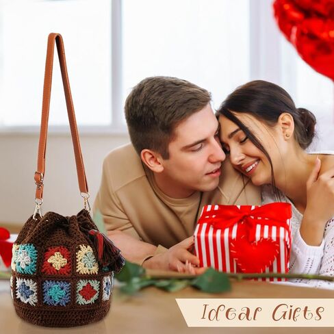Noocro Crochet Kit for Advanced or Intermediate Beginner DIY Granny Square Bucket Bag, Purse, with Step by Step Tutorial Video and Detailed Instruction Complete Kit Craft Supplies Holiday Gift in Kuwait