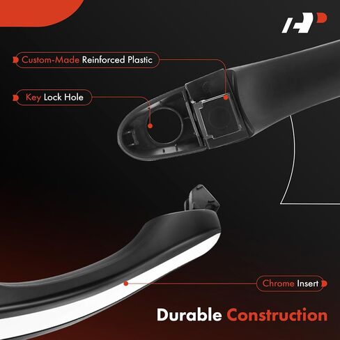 A-Premium Front Driver or Passenger Side Exterior Door Handle with Keyhole Compatible with Hyundai Azera 2006-2011, Primed Black with Chrome Insert, Replace# 82652-3L000 in Saudi Arabia