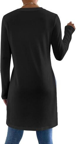 Remidoo Side Slit Tees for Women Long Sleeve T Shirt Crewneck Solid Casual Split Hem Tops in Saudi Arabia