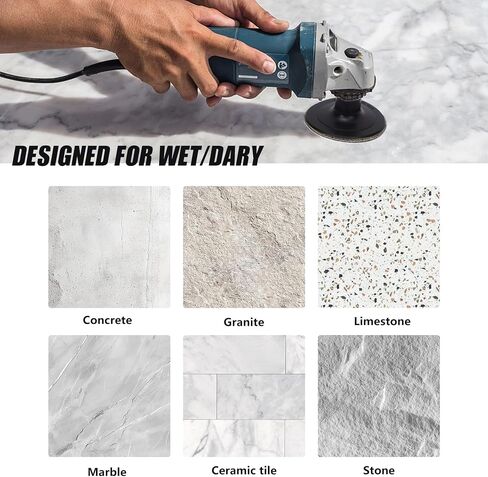4 Inch Diamond Polishing Pads Set, 16PCS Wet/Dry Granite, Marble, Concrete Polishing Kit, 30-8000 Grit for Drill, Grinder, Polisher - Ideal for Stone, Countertops, and Floor Polishing with Backer Pad in Saudi Arabia