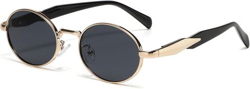 AIEYEZO Retro Oval Sunglasses for Women Men Trendy Fashion Round Sun Glasses Oval Metal Framed Shades in Kuwait