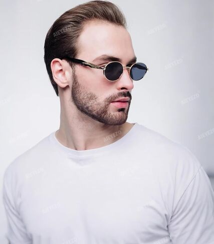 AIEYEZO Retro Oval Sunglasses for Women Men Trendy Fashion Round Sun Glasses Oval Metal Framed Shades in Kuwait