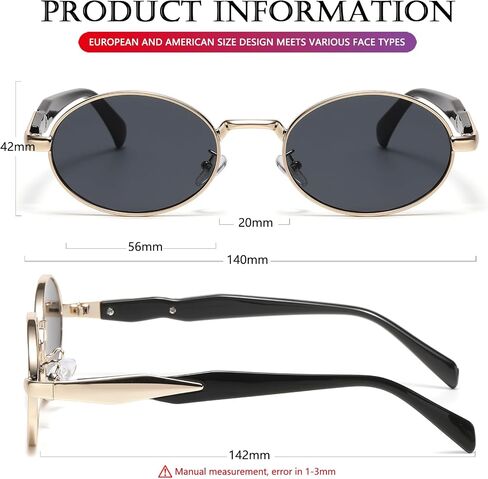 AIEYEZO Retro Oval Sunglasses for Women Men Trendy Fashion Round Sun Glasses Oval Metal Framed Shades in Kuwait