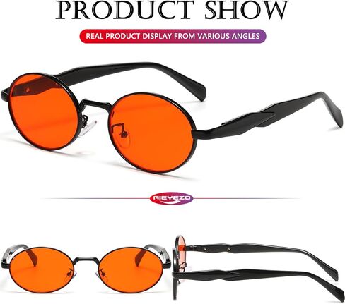 AIEYEZO Retro Oval Sunglasses for Women Men Trendy Fashion Round Sun Glasses Oval Metal Framed Shades in Kuwait