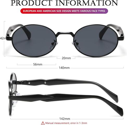 AIEYEZO Retro Oval Sunglasses for Women Men Trendy Fashion Round Sun Glasses Oval Metal Framed Shades in Kuwait