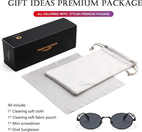 AIEYEZO Retro Oval Sunglasses for Women Men Trendy Fashion Round Sun Glasses Oval Metal Framed Shades in Kuwait