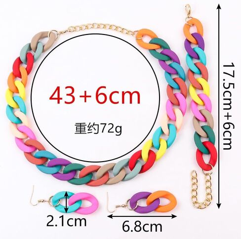XAM 3PCS/set Acrylic Macaron Chunky Necklace Bracelet and Stud Earring Exaggerate Retro Costume Jewelry for Women in Saudi Arabia