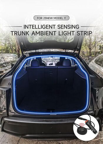 شريط ضوء LED Trunk لعام 2022-2025 Tesla Model Y Trunk Cargo Ambient Lighting for New Tesla Model Y 2025 Refresh (Juniper) Trunk Accessories Ambient Lights Sensor Auto On/Off Waterproof (Blue) in Kuwait