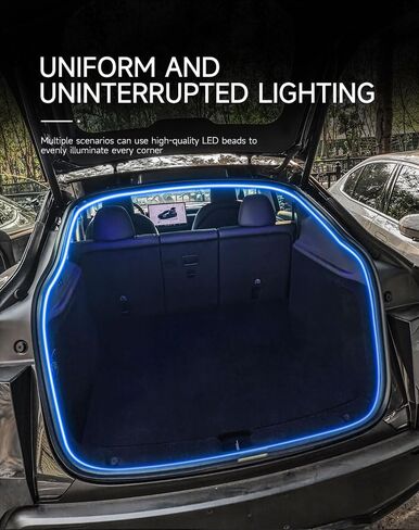شريط ضوء LED Trunk لعام 2022-2025 Tesla Model Y Trunk Cargo Ambient Lighting for New Tesla Model Y 2025 Refresh (Juniper) Trunk Accessories Ambient Lights Sensor Auto On/Off Waterproof (Blue) in Kuwait