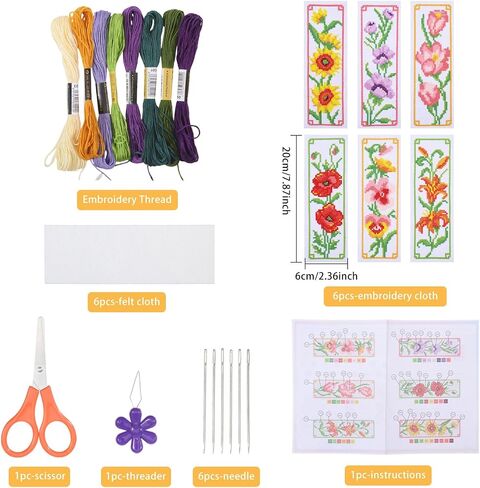 Origach 6 PCS Cross Stitch Stitch Kit للمبتدئين مع دعم Love Love Legres Batshroom Plants DIY مجموعة مرجعية مرجعية للتطريز للمبتدئين عشاق الكبار in Kuwait