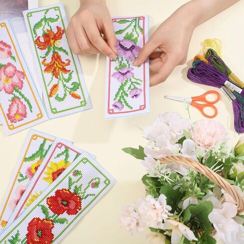 Origach 6 PCS Cross Stitch Stitch Kit للمبتدئين مع دعم Love Love Legres Batshroom Plants DIY مجموعة مرجعية مرجعية للتطريز للمبتدئين عشاق الكبار in Kuwait