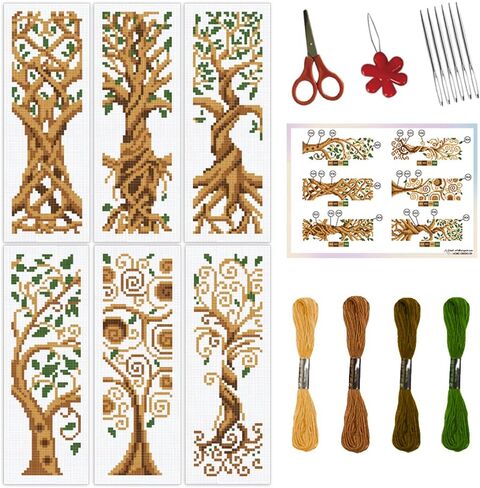Origach 6 PCS Cross Stitch Stitch Kit للمبتدئين مع دعم Love Love Legres Batshroom Plants DIY مجموعة مرجعية مرجعية للتطريز للمبتدئين عشاق الكبار in Kuwait