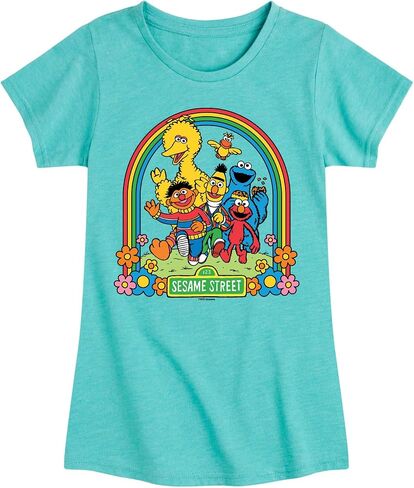 Sesame Street - Rainbow-Girls Fitted Short Sleeve Graphic T-Shirt in Saudi Arabia