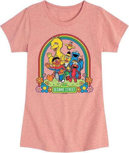 Sesame Street - Rainbow-Girls Fitted Short Sleeve Graphic T-Shirt in Saudi Arabia