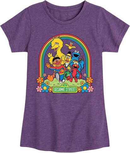Sesame Street - Rainbow-Girls Fitted Short Sleeve Graphic T-Shirt in Saudi Arabia