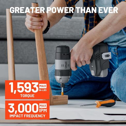 Litheli 20V MAX Cordless Impact Driver Kit, 1/4 Inch Brushless Hex Driver, 230N.m Torque, with 2.0Ah Battery, 14PCS Sockets, 10PCS Driver Bits and Tool Bag Included in Saudi Arabia