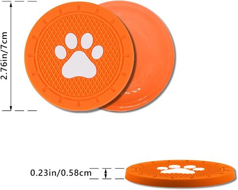 4 Pack Car Cup Holder Coasters, Dog Paw Insert Car Cup Coaster, 2.75 Inch Anti Slip Shockproof Embedded Drink Mat, Vehicle Interior Decor Accessories (Black) in Kuwait