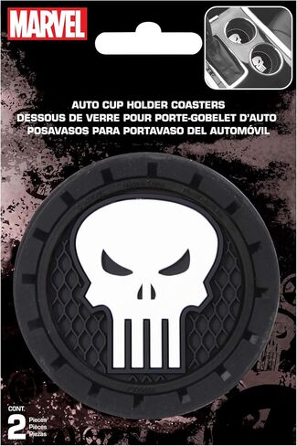 البلاستيكولور 000657R01 Marvel Punisher Auto Car Truck Cust Custer Coaster 2-Pack ، Black in Saudi Arabia