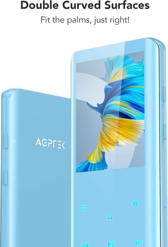 AGPTEK 64GB MP3 Player with Bluetooth, A19 2.4" Curved Screen Music Player | Portable, Lossless Sound with FM Radio, Voice Recorder, Supports up to 128GB, Blue in Kuwait