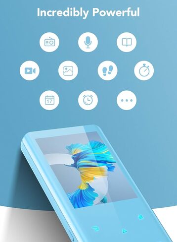 AGPTEK 64GB MP3 Player with Bluetooth, A19 2.4" Curved Screen Music Player | Portable, Lossless Sound with FM Radio, Voice Recorder, Supports up to 128GB, Blue in Kuwait