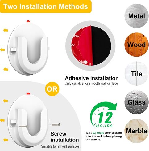 iTODOS 2 Pack Blink Camera لاصقة مثبتة على الحائط لـ Blink Mini/Mini 2 /Blink Outdoor 4 /Blink XT3/Blink كاميرات داخلية، عصا VHB On، لا يوجد دعامة تثبيت للحفر للكاميرات الوامضة (أسود) in Kuwait