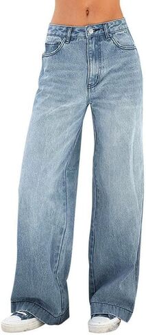 EMMIOL Women's 2025 Wide Leg Jeans Distress Mid Waist Denim Pants Vintage Y2K Trousers in Saudi Arabia