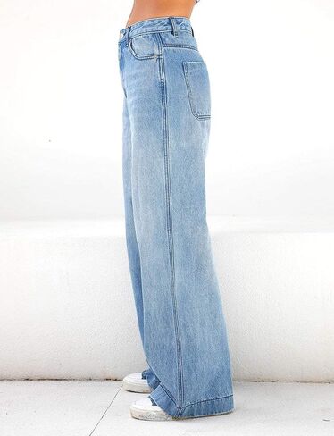 EMMIOL Women's 2025 Wide Leg Jeans Distress Mid Waist Denim Pants Vintage Y2K Trousers in Saudi Arabia