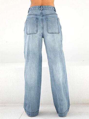 EMMIOL Women's 2025 Wide Leg Jeans Distress Mid Waist Denim Pants Vintage Y2K Trousers in Saudi Arabia