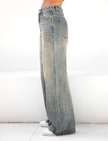 EMMIOL Women's 2025 Wide Leg Jeans Distress Mid Waist Denim Pants Vintage Y2K Trousers in Saudi Arabia
