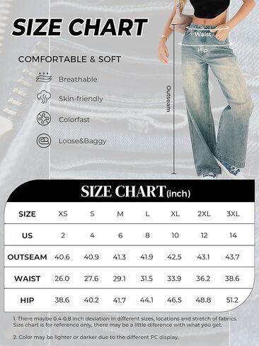 EMMIOL Women's 2025 Wide Leg Jeans Distress Mid Waist Denim Pants Vintage Y2K Trousers in Saudi Arabia